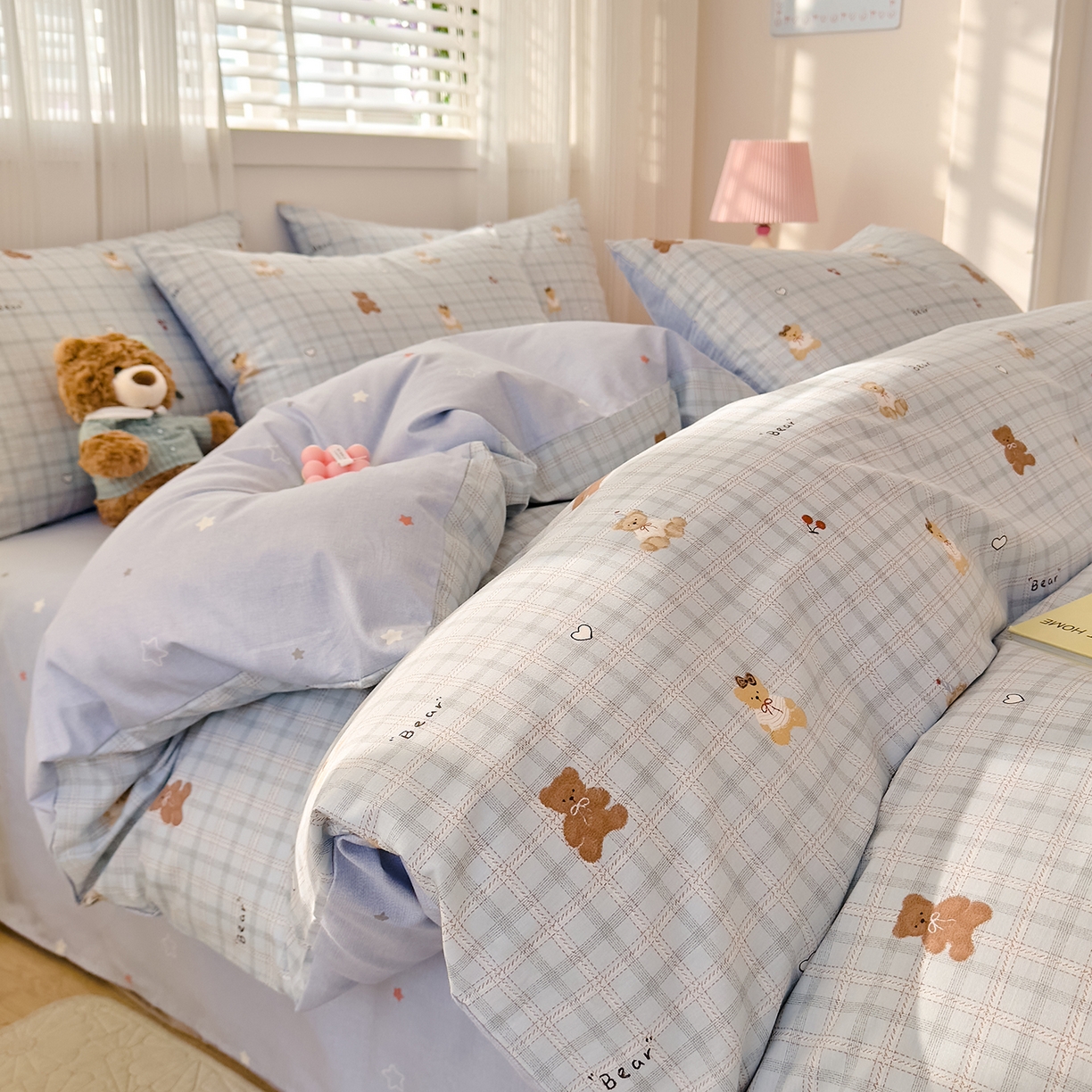 DoDo 兜兜 2026春夏新款全棉纯棉可爱卡通四件套 熊抱阳光