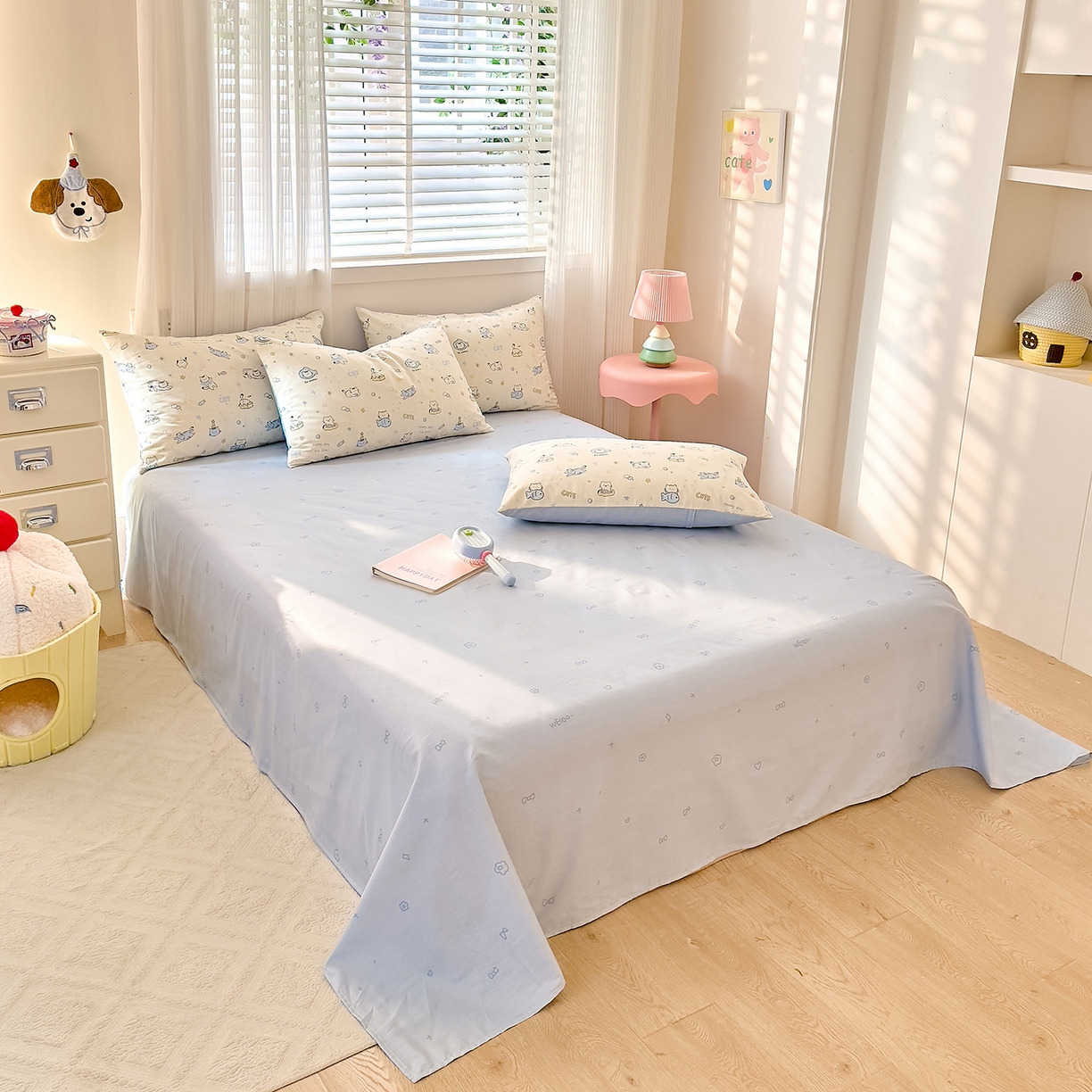 91家纺网 家纺一手货源 找家纺 DoDo 兜兜 2026春夏新款全棉纯棉可爱卡通四件套 机灵猫