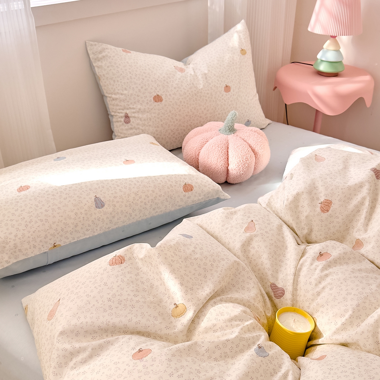 91家纺网 家纺一手货源 找家纺 DoDo 兜兜 2026春夏新款全棉纯棉可爱卡通四件套 小福瓜