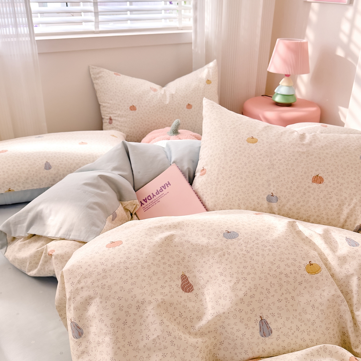 91家纺网 家纺一手货源 找家纺 DoDo 兜兜 2026春夏新款全棉纯棉可爱卡通四件套 小福瓜