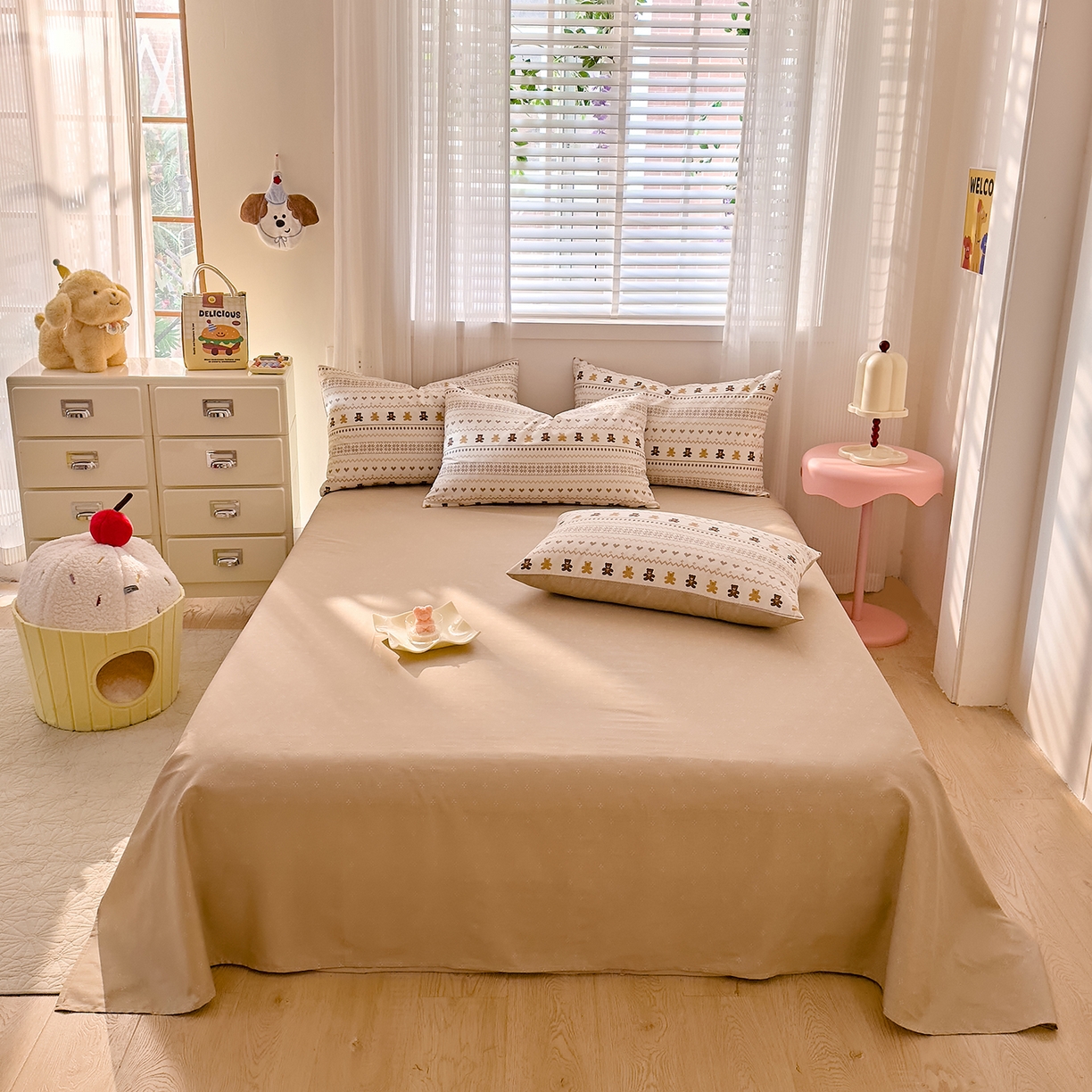 91家纺网 家纺一手货源 找家纺 DoDo 兜兜 2026春夏新款全棉纯棉可爱卡通四件套 费尔岛小熊