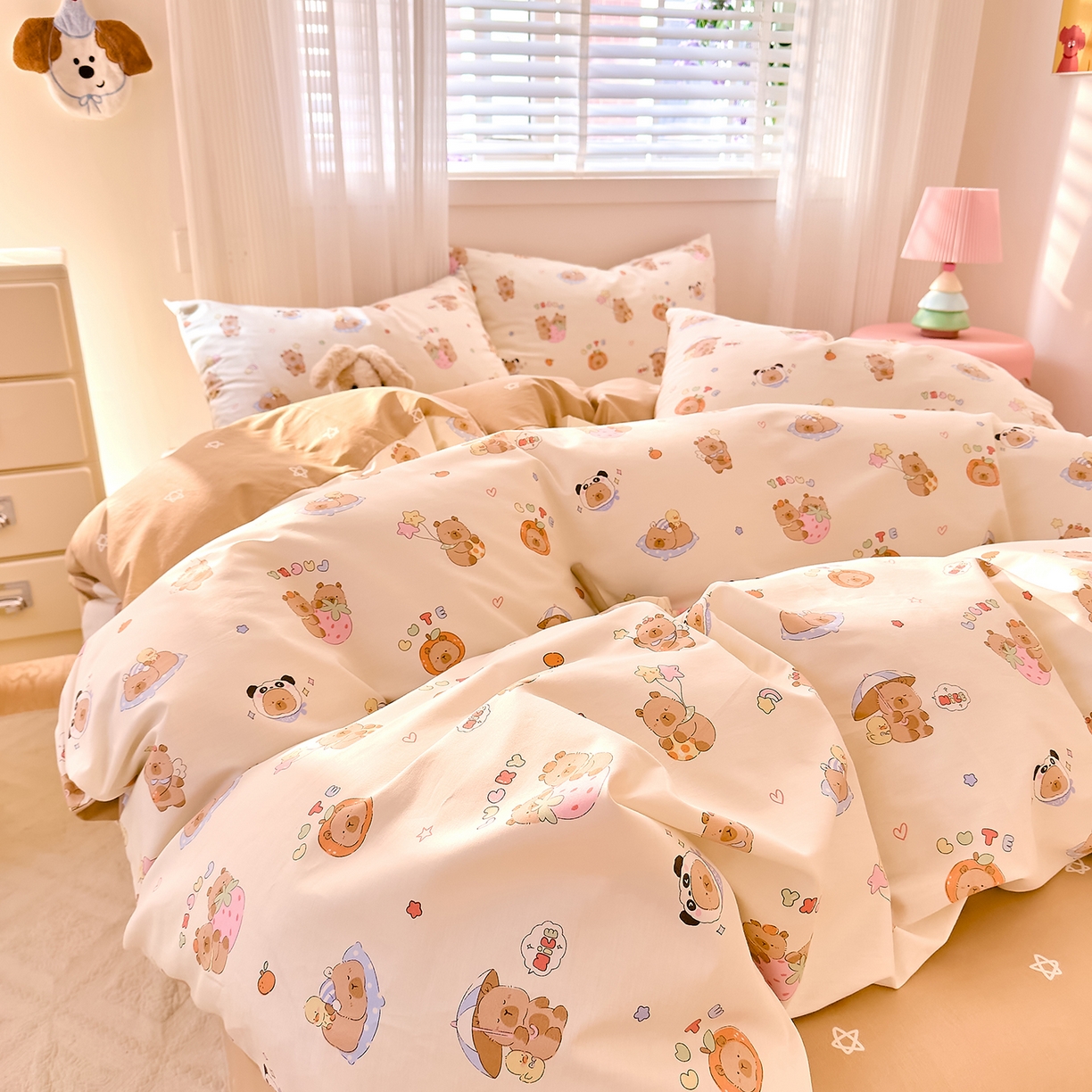 91家纺网 家纺一手货源 找家纺 DoDo 兜兜 2026春夏新款全棉纯棉可爱卡通四件套 熊猫卡皮