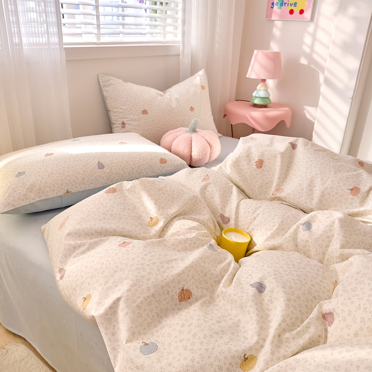 91家纺网 家纺一手货源 找家纺 DoDo 兜兜 2026春夏新款全棉纯棉可爱卡通四件套 小福瓜