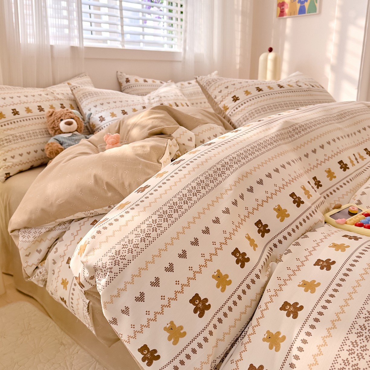 DoDo 兜兜 2026春夏新款全棉纯棉可爱卡通四件套 费尔岛小熊