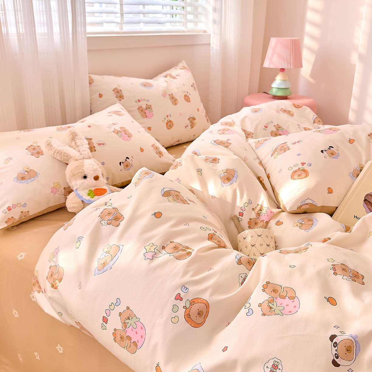 91家纺网 家纺一手货源 找家纺 DoDo 兜兜 2026春夏新款全棉纯棉可爱卡通四件套 熊猫卡皮