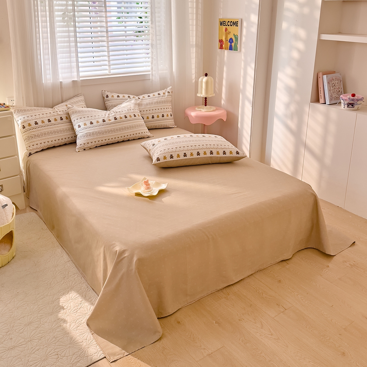 91家纺网 家纺一手货源 找家纺 DoDo 兜兜 2026春夏新款全棉纯棉可爱卡通四件套 费尔岛小熊