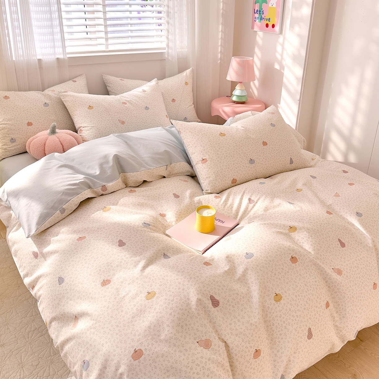 91家纺网 家纺一手货源 找家纺 DoDo 兜兜 2026春夏新款全棉纯棉可爱卡通四件套 小福瓜