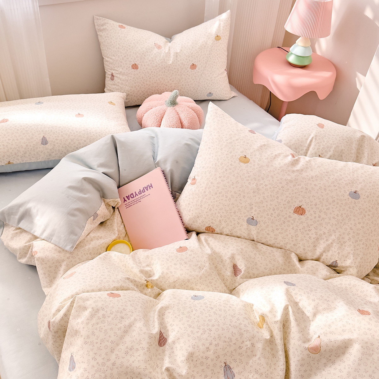 91家纺网 家纺一手货源 找家纺 DoDo 兜兜 2026春夏新款全棉纯棉可爱卡通四件套 小福瓜