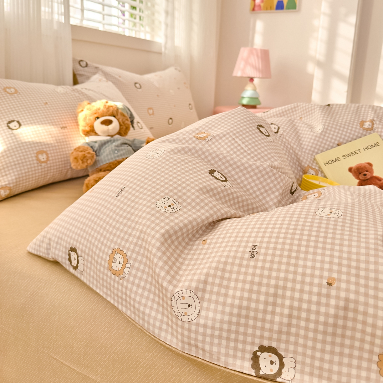 91家纺网 家纺一手货源 找家纺 DoDo 兜兜 2026春夏新款全棉纯棉可爱卡通四件套 麦克狮