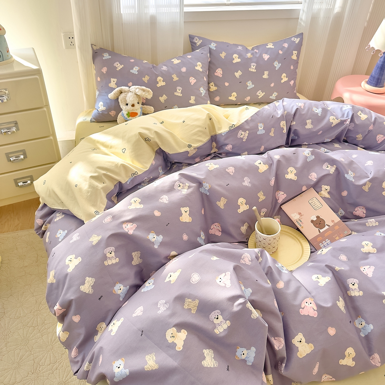 91家纺网 家纺一手货源 找家纺 DoDo 兜兜 2026春夏新款全棉纯棉可爱卡通四件套 动物方舟