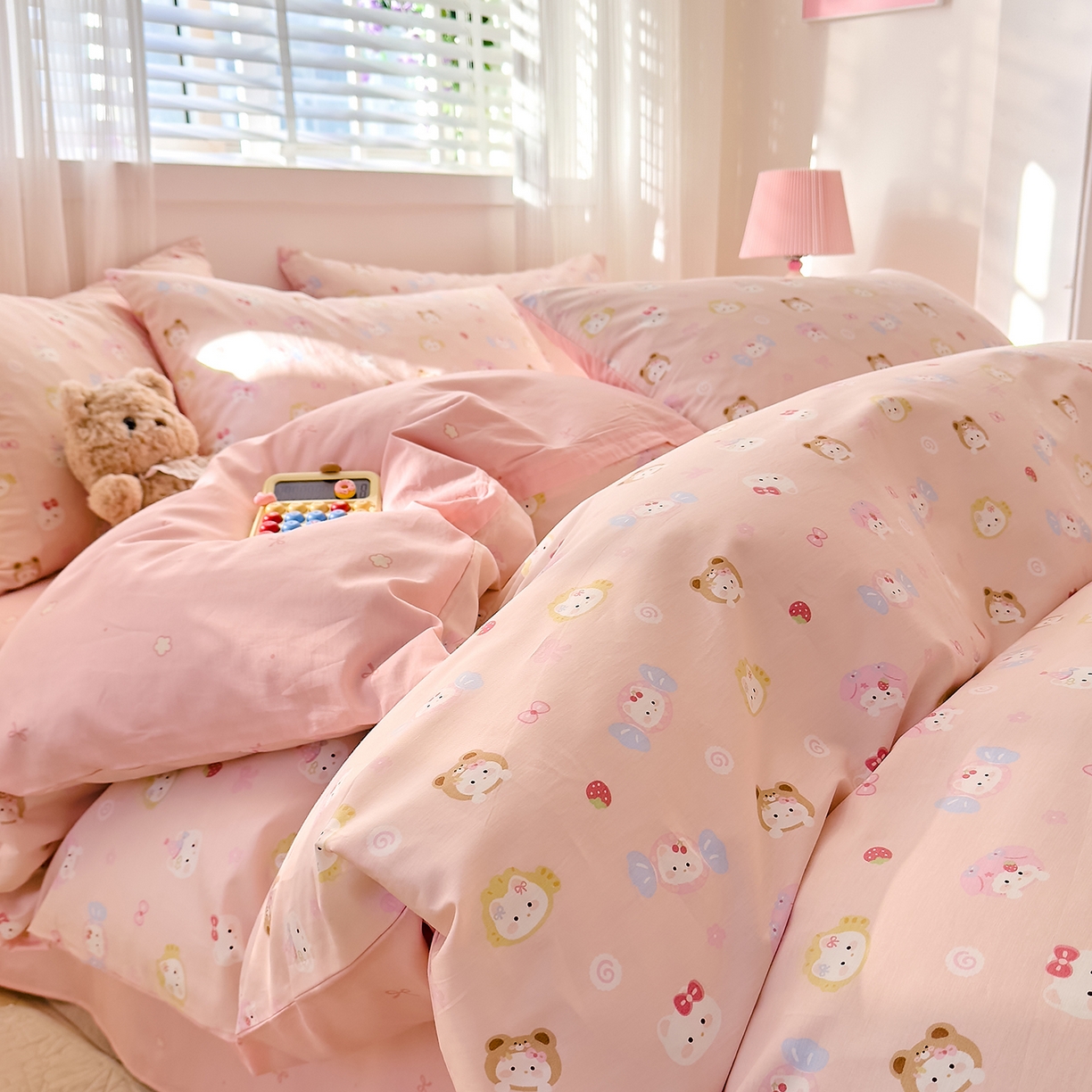 DoDo 兜兜 2026春夏新款全棉纯棉可爱卡通四件套 甜酱小猫