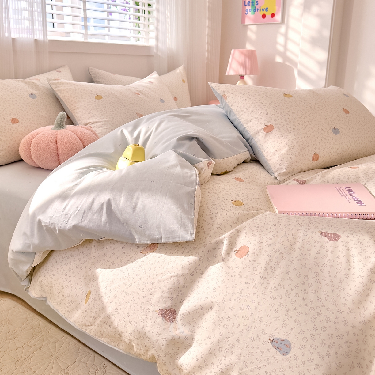 91家纺网 家纺一手货源 找家纺 DoDo 兜兜 2026春夏新款全棉纯棉可爱卡通四件套 小福瓜