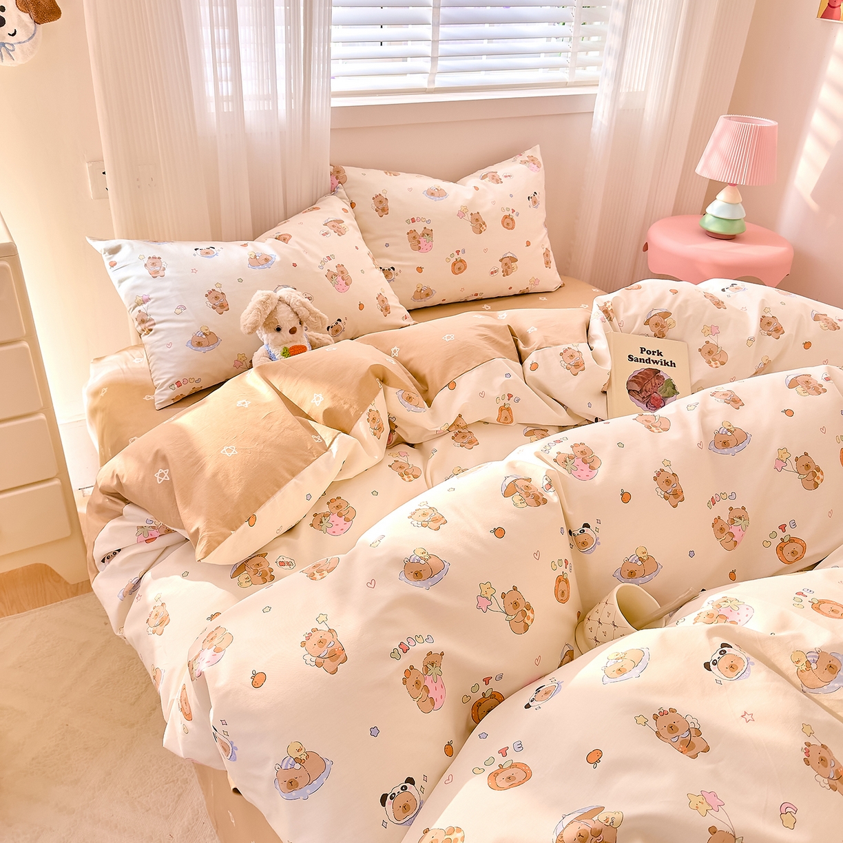 91家纺网 家纺一手货源 找家纺 DoDo 兜兜 2026春夏新款全棉纯棉可爱卡通四件套 熊猫卡皮