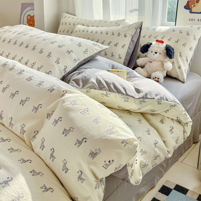 91家纺网 家纺一手货源 找家纺 斯卡诺家纺 2026新款春夏古法水洗仿棉云感纱四件套小布袋五件套 马上暴富