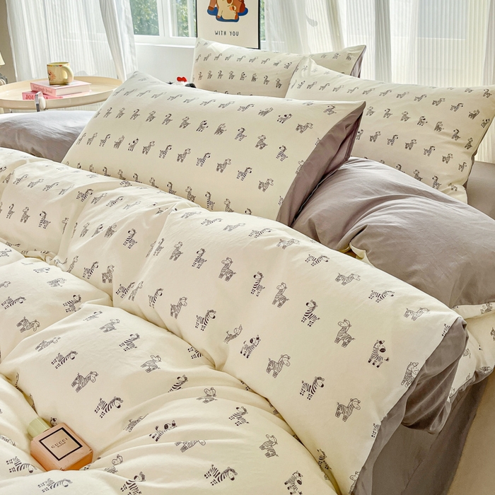 91家纺网 家纺一手货源 找家纺 斯卡诺家纺 2026新款春夏古法水洗仿棉云感纱四件套小布袋五件套 马上暴富