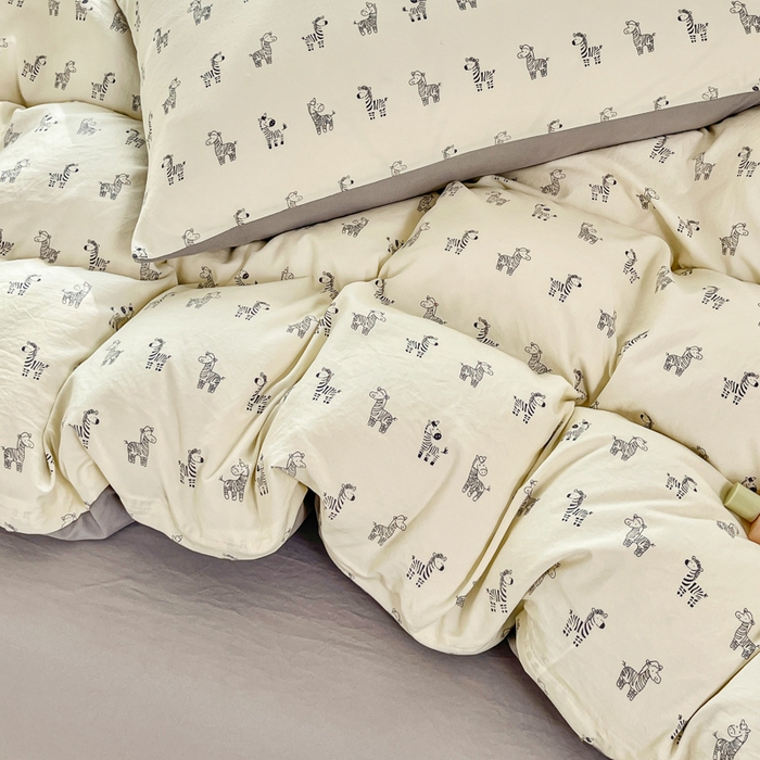 91家纺网 家纺一手货源 找家纺 斯卡诺家纺 2026新款春夏古法水洗仿棉云感纱四件套小布袋五件套 马上暴富