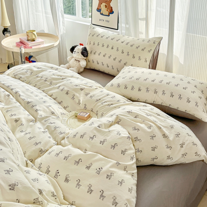 91家纺网 家纺一手货源 找家纺 斯卡诺家纺 2026新款春夏古法水洗仿棉云感纱四件套小布袋五件套 马上暴富