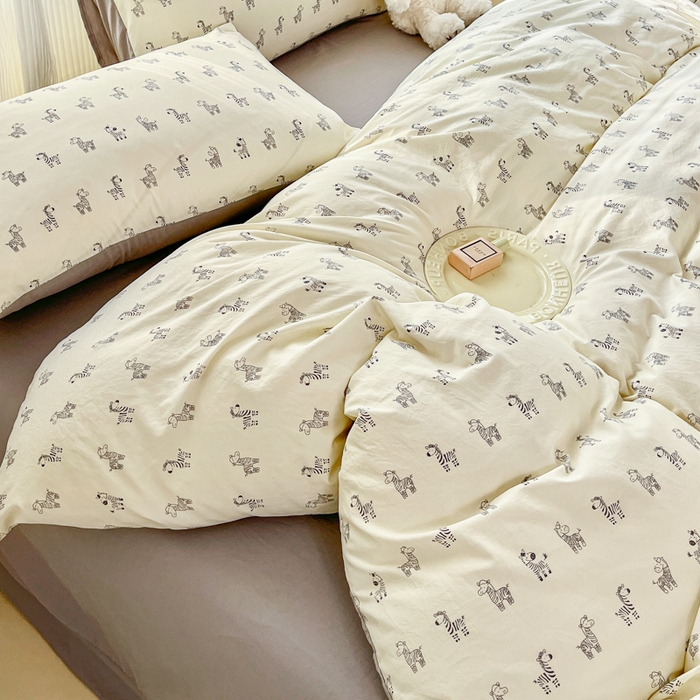 91家纺网 家纺一手货源 找家纺 斯卡诺家纺 2026新款春夏古法水洗仿棉云感纱四件套小布袋五件套 马上暴富