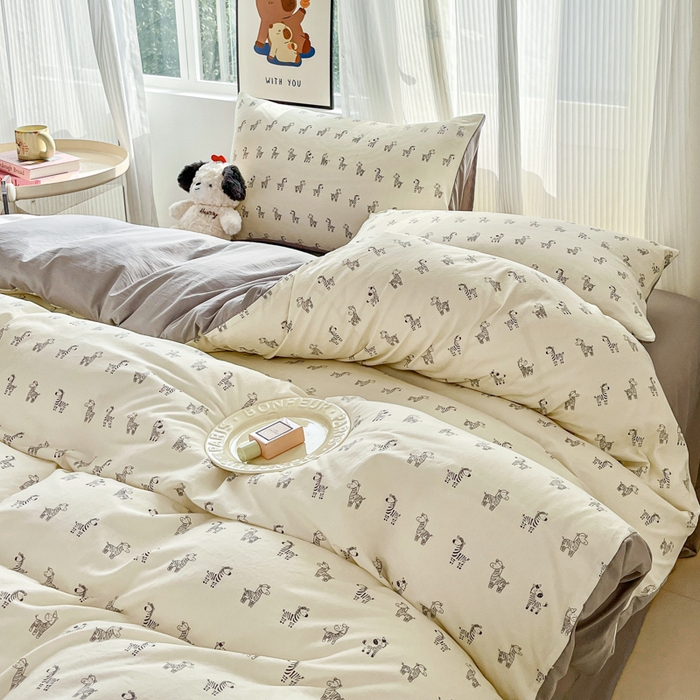 91家纺网 家纺一手货源 找家纺 斯卡诺家纺 2026新款春夏古法水洗仿棉云感纱四件套小布袋五件套 马上暴富