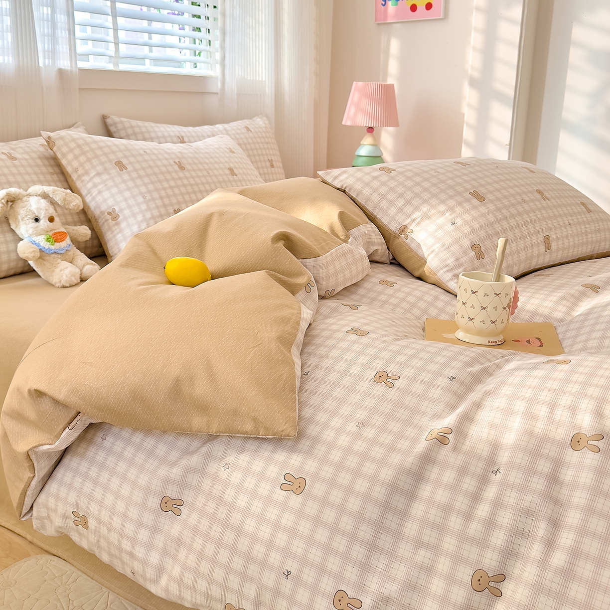 91家纺网 家纺一手货源 找家纺 DoDo 兜兜 2026春夏新款全棉纯棉可爱卡通四件套 棉花糖兔兔