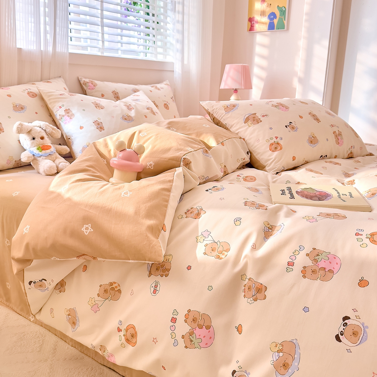 91家纺网 家纺一手货源 找家纺 DoDo 兜兜 2026春夏新款全棉纯棉可爱卡通四件套 熊猫卡皮