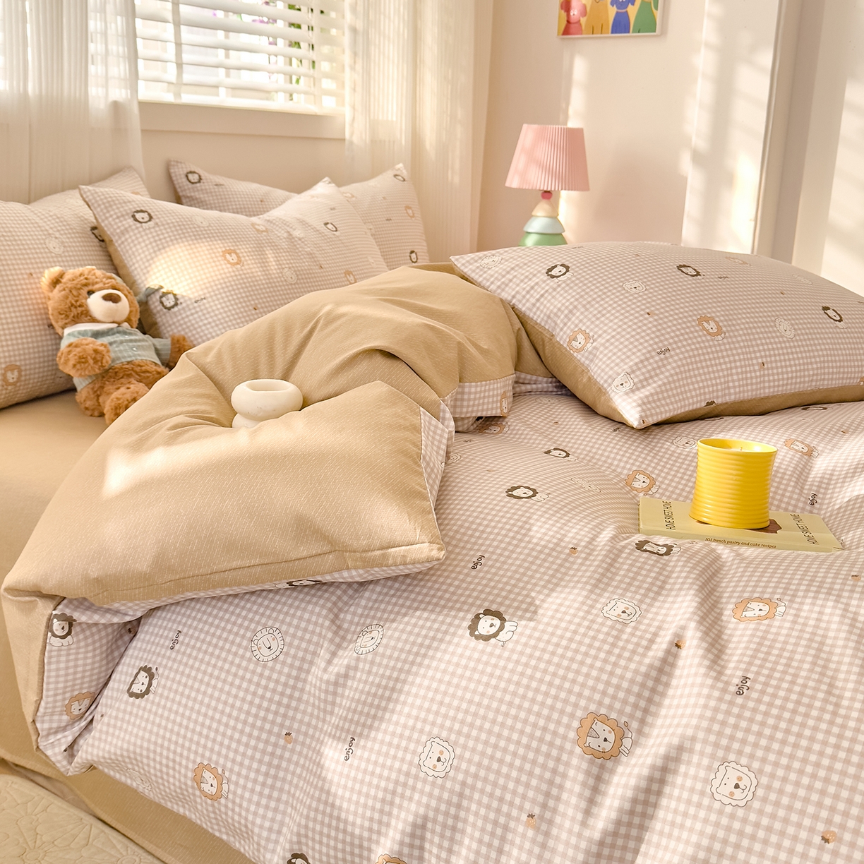 91家纺网 家纺一手货源 找家纺 DoDo 兜兜 2026春夏新款全棉纯棉可爱卡通四件套 麦克狮