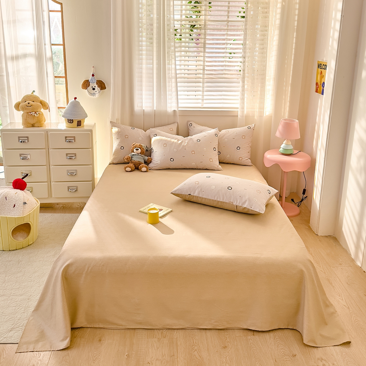 91家纺网 家纺一手货源 找家纺 DoDo 兜兜 2026春夏新款全棉纯棉可爱卡通四件套 麦克狮