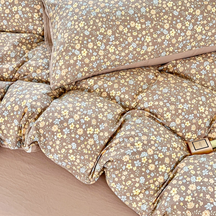 91家纺网 家纺一手货源 找家纺 斯卡诺家纺 2026新款春夏古法水洗仿棉云感纱四件套小布袋五件套 漫野