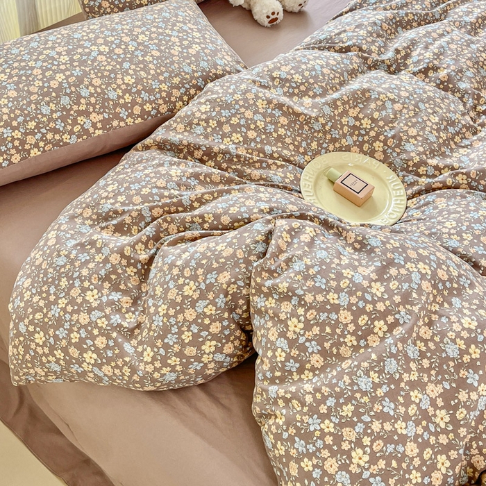 91家纺网 家纺一手货源 找家纺 斯卡诺家纺 2026新款春夏古法水洗仿棉云感纱四件套小布袋五件套 漫野