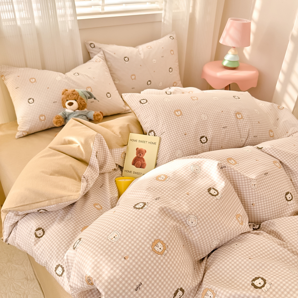 91家纺网 家纺一手货源 找家纺 DoDo 兜兜 2026春夏新款全棉纯棉可爱卡通四件套 麦克狮