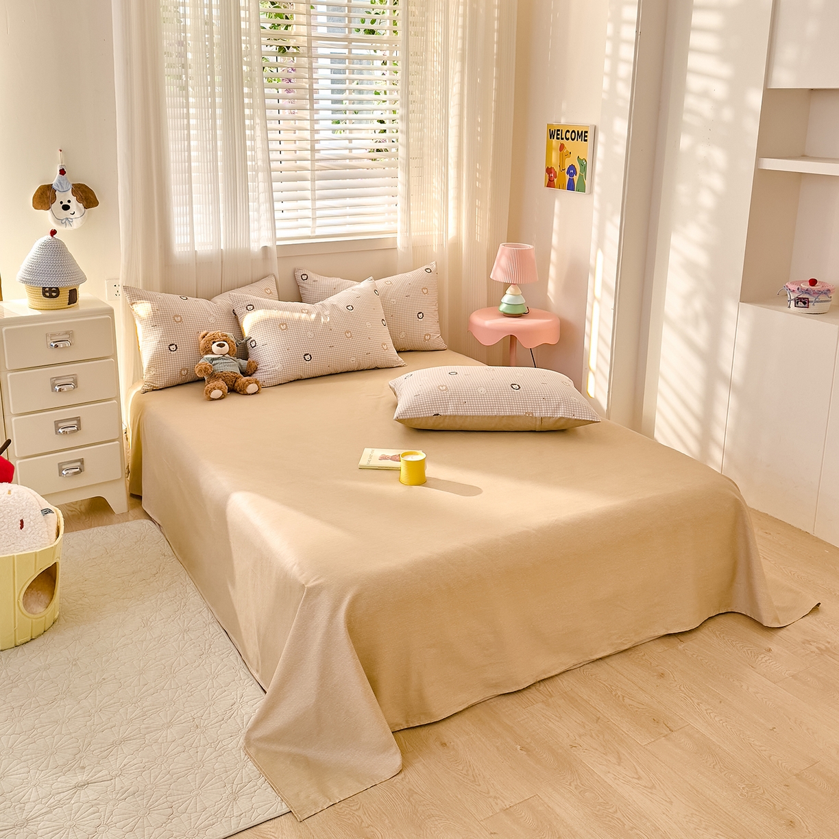 91家纺网 家纺一手货源 找家纺 DoDo 兜兜 2026春夏新款全棉纯棉可爱卡通四件套 麦克狮