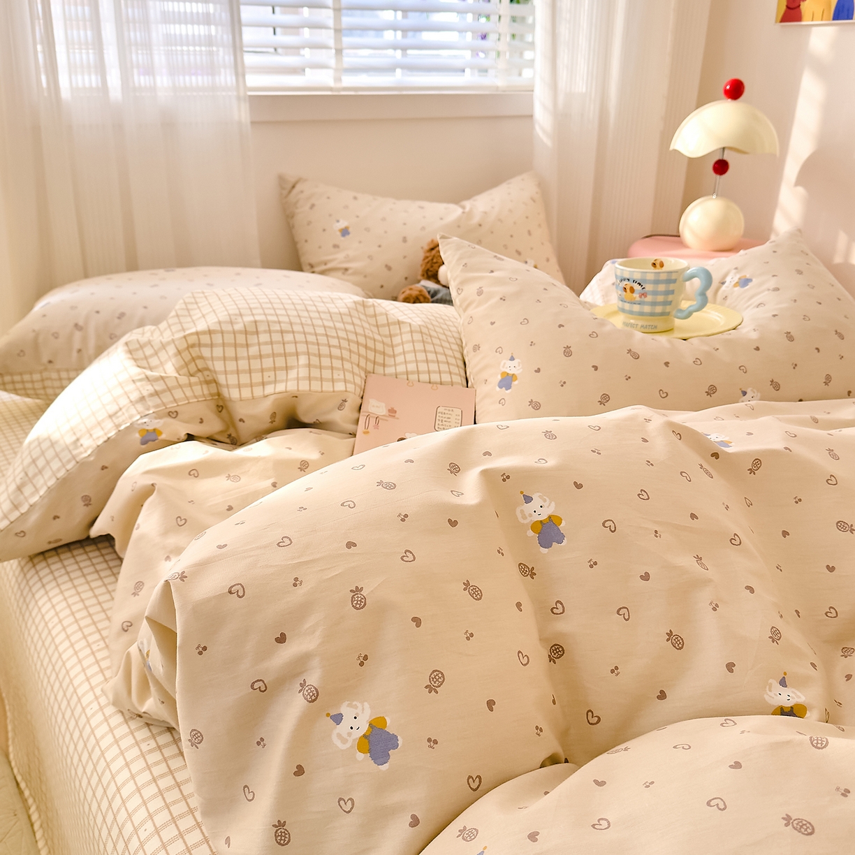 91家纺网 家纺一手货源 找家纺 DoDo 兜兜 2026春夏新款全棉纯棉可爱卡通四件套 跳跳象