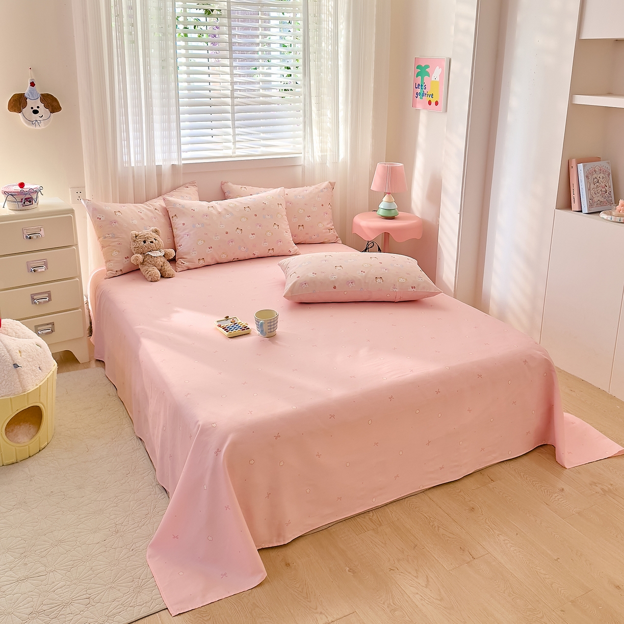 91家纺网 家纺一手货源 找家纺 DoDo 兜兜 2026春夏新款全棉纯棉可爱卡通四件套 甜酱小猫