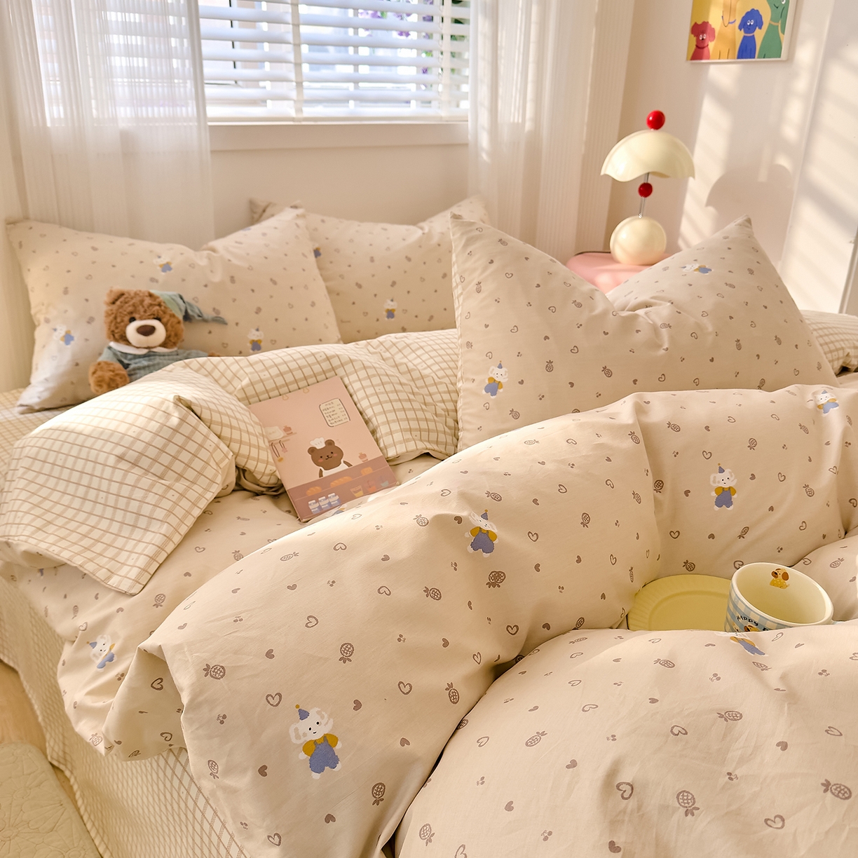 91家纺网 家纺一手货源 找家纺 DoDo 兜兜 2026春夏新款全棉纯棉可爱卡通四件套 跳跳象