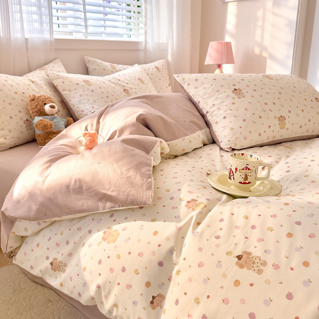 91家纺网 家纺一手货源 找家纺 DoDo 兜兜 2026春夏新款全棉纯棉可爱卡通四件套 圆滚滚的梦