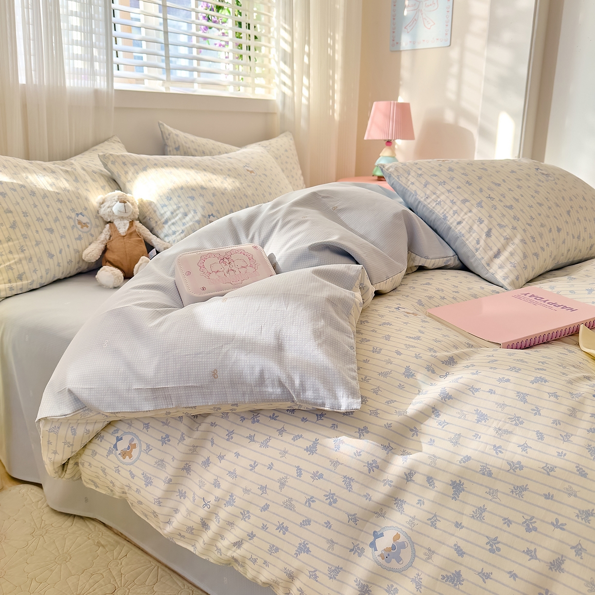 91家纺网 家纺一手货源 找家纺 DoDo 兜兜 2026春夏新款全棉纯棉可爱卡通四件套 云朵小飞马