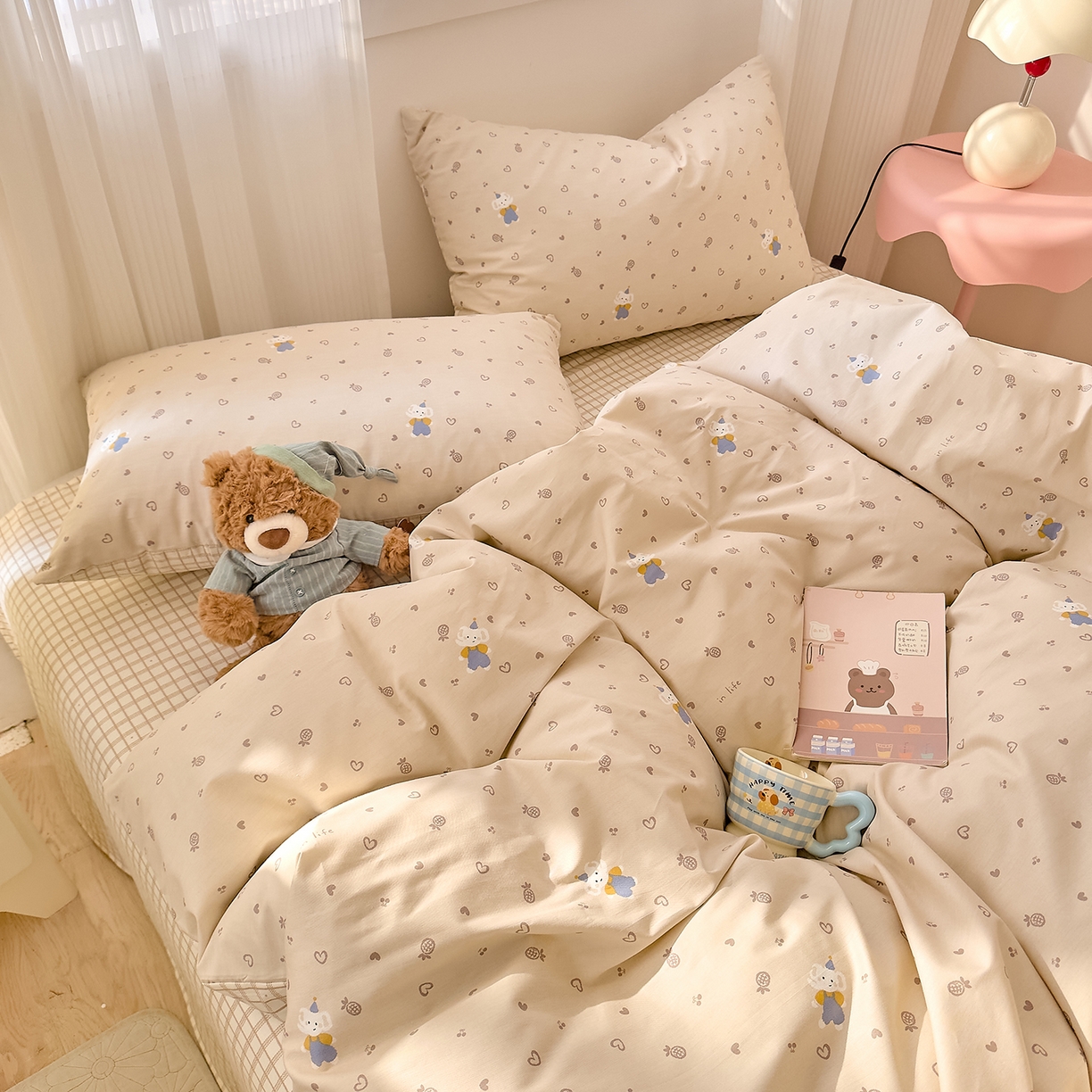 91家纺网 家纺一手货源 找家纺 DoDo 兜兜 2026春夏新款全棉纯棉可爱卡通四件套 跳跳象