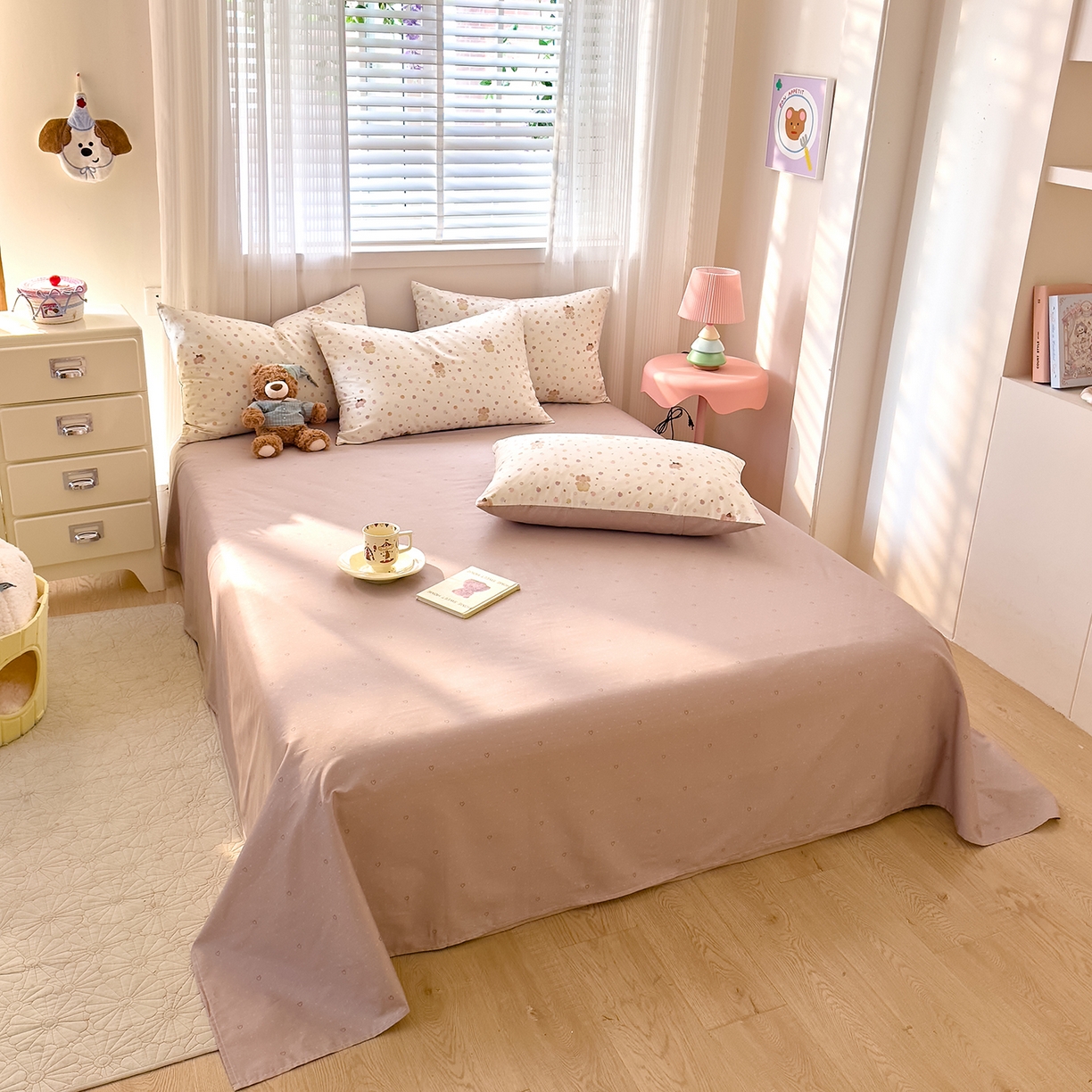 91家纺网 家纺一手货源 找家纺 DoDo 兜兜 2026春夏新款全棉纯棉可爱卡通四件套 圆滚滚的梦