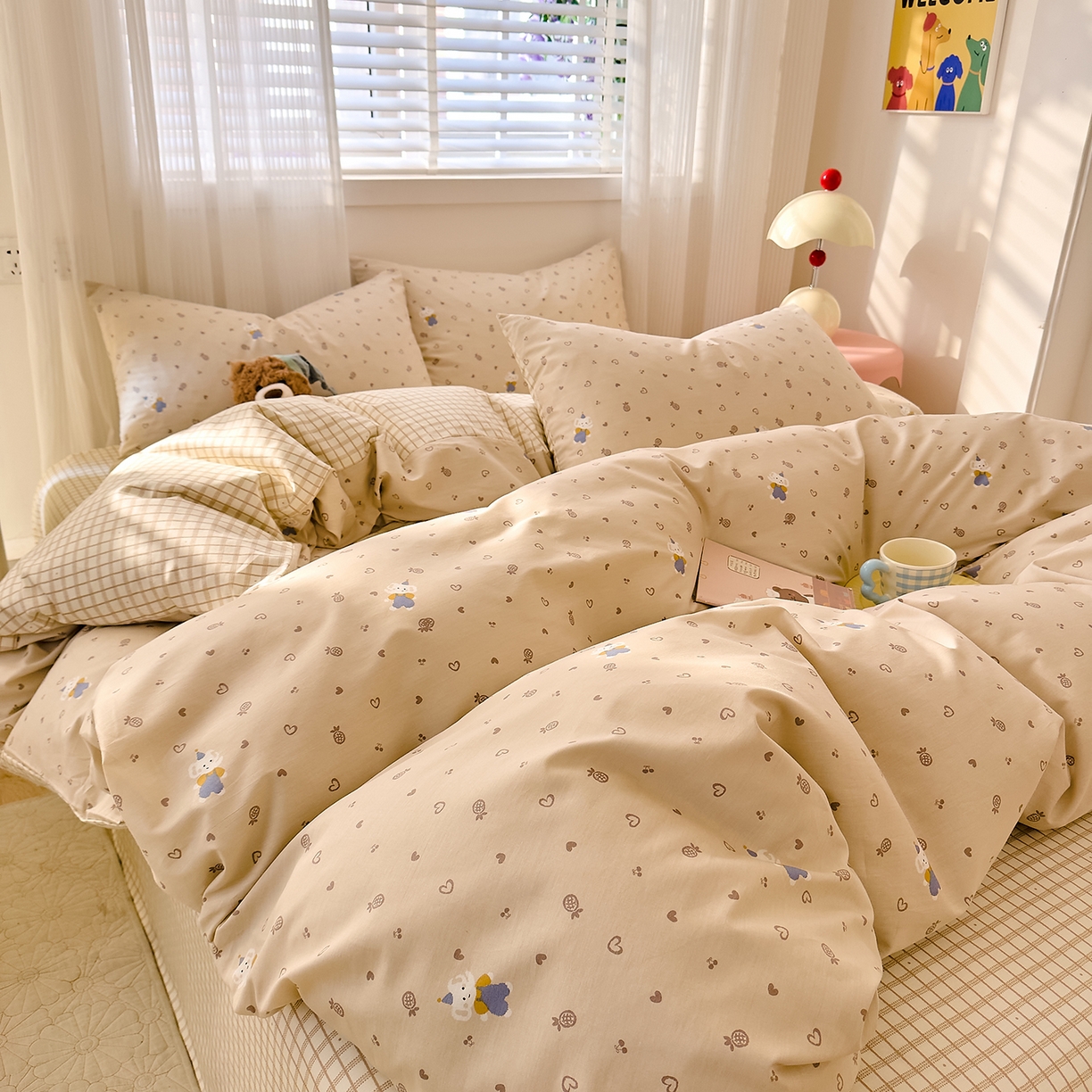 91家纺网 家纺一手货源 找家纺 DoDo 兜兜 2026春夏新款全棉纯棉可爱卡通四件套 跳跳象