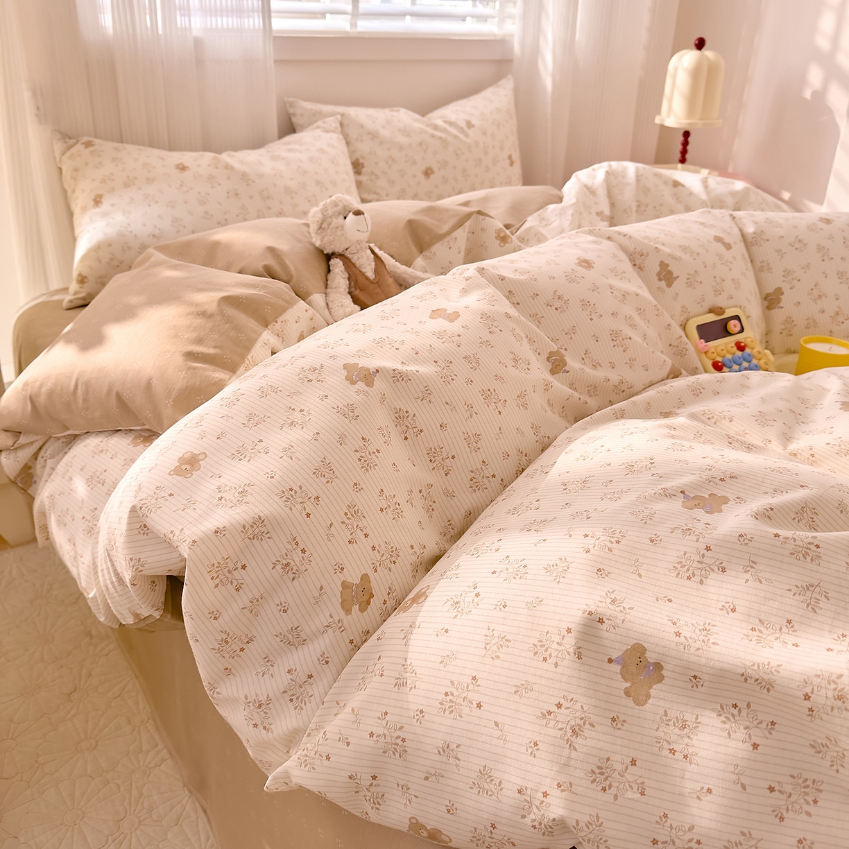 91家纺网 家纺一手货源 找家纺 DoDo 兜兜 2026春夏新款全棉纯棉可爱卡通四件套 森林熊崽崽