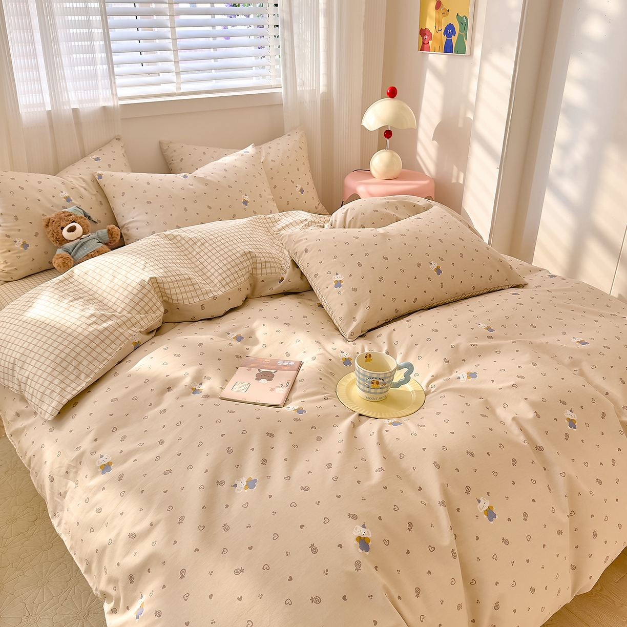 91家纺网 家纺一手货源 找家纺 DoDo 兜兜 2026春夏新款全棉纯棉可爱卡通四件套 跳跳象