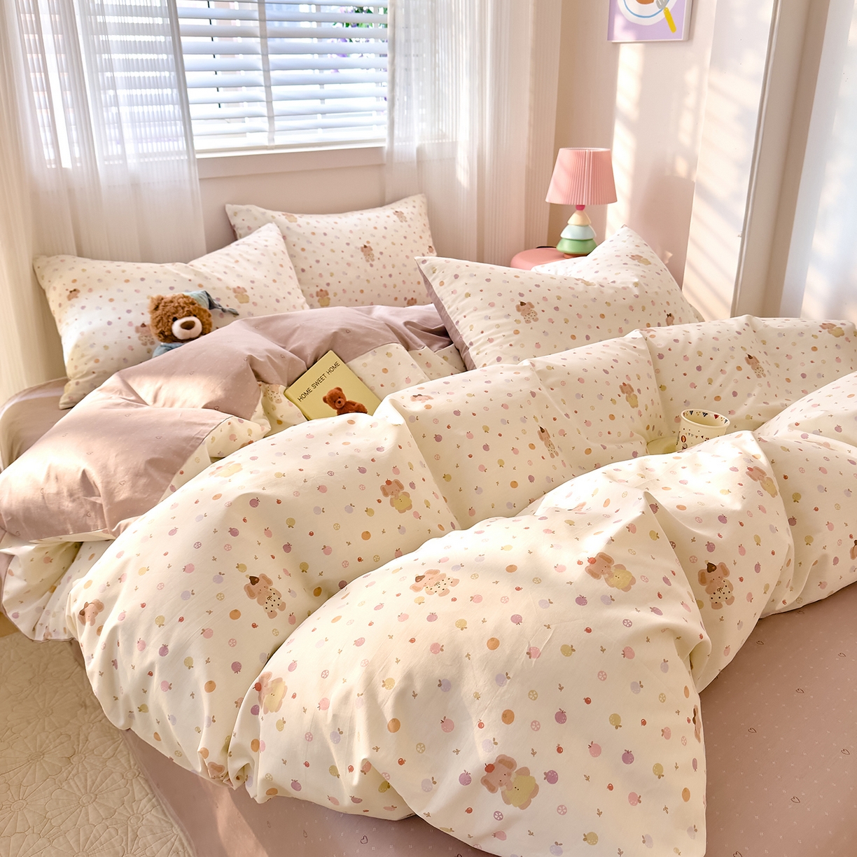 91家纺网 家纺一手货源 找家纺 DoDo 兜兜 2026春夏新款全棉纯棉可爱卡通四件套 圆滚滚的梦