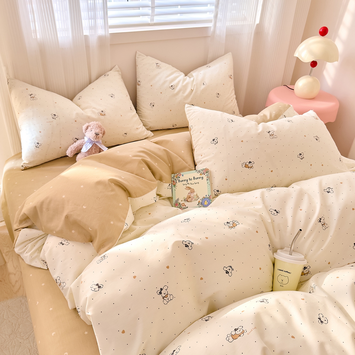 91家纺网 家纺一手货源 找家纺 DoDo 兜兜 2026春夏新款全棉纯棉可爱卡通四件套 点点小狗