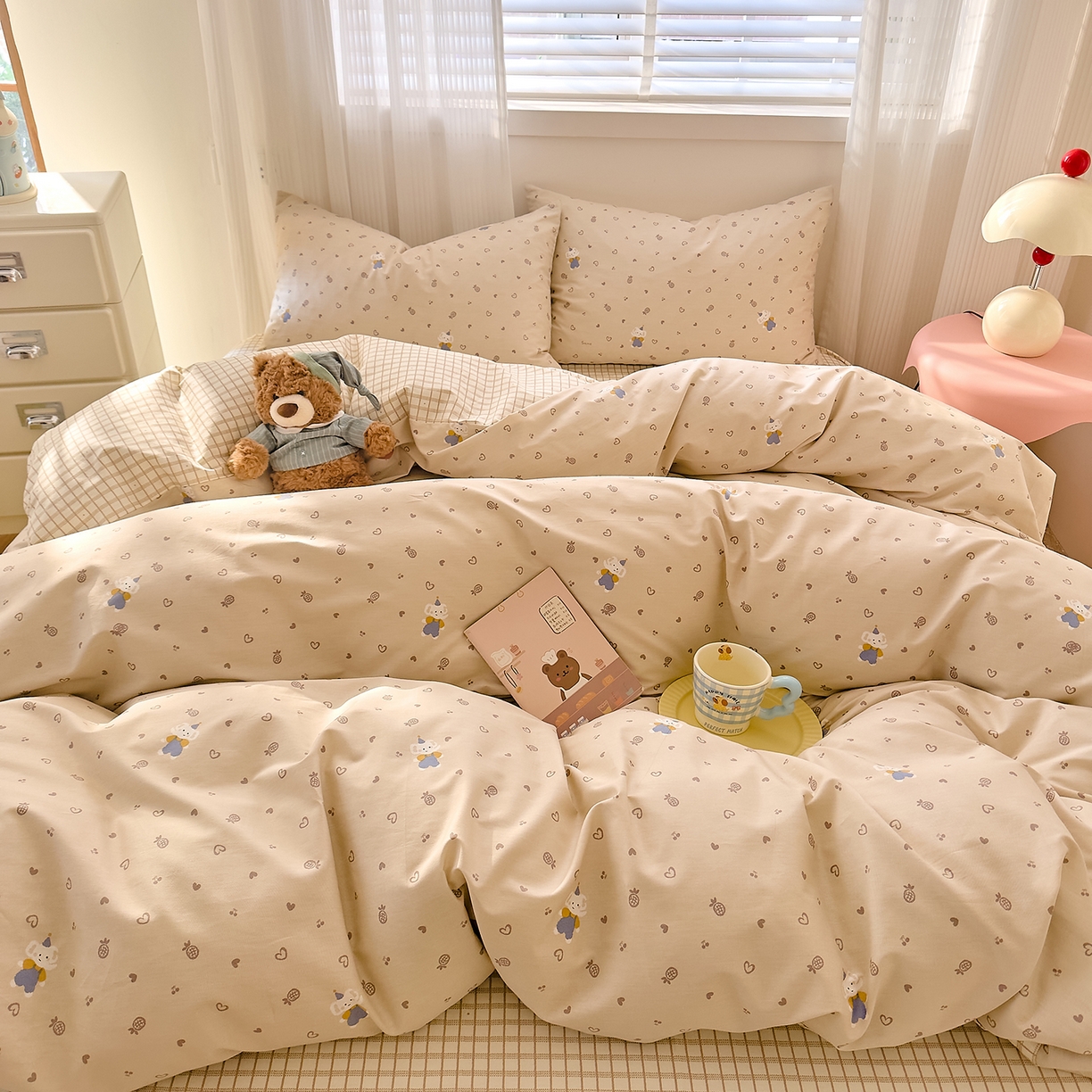 91家纺网 家纺一手货源 找家纺 DoDo 兜兜 2026春夏新款全棉纯棉可爱卡通四件套 跳跳象