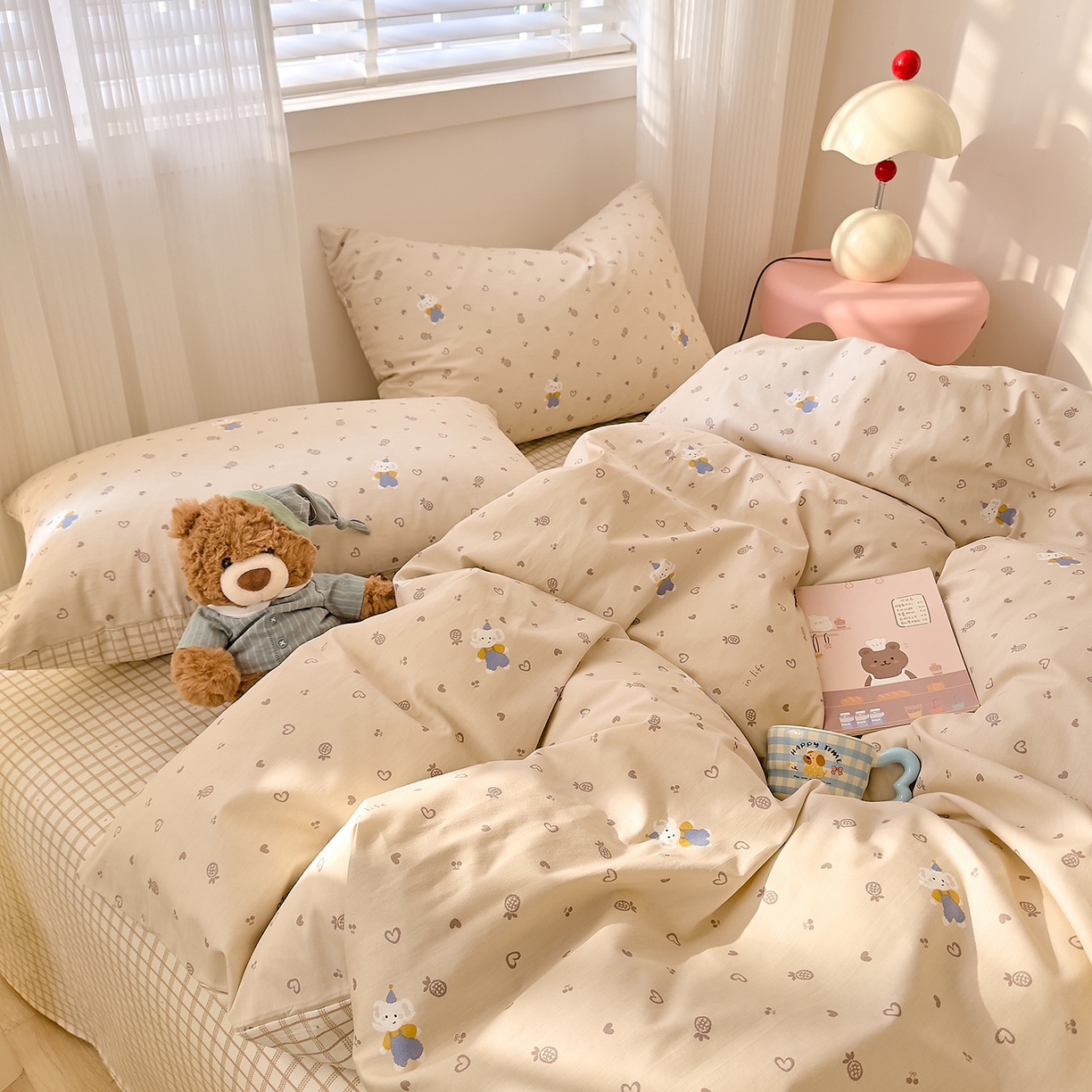 91家纺网 家纺一手货源 找家纺 DoDo 兜兜 2026春夏新款全棉纯棉可爱卡通四件套 跳跳象