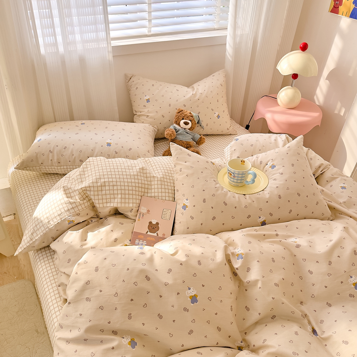 91家纺网 家纺一手货源 找家纺 DoDo 兜兜 2026春夏新款全棉纯棉可爱卡通四件套 跳跳象