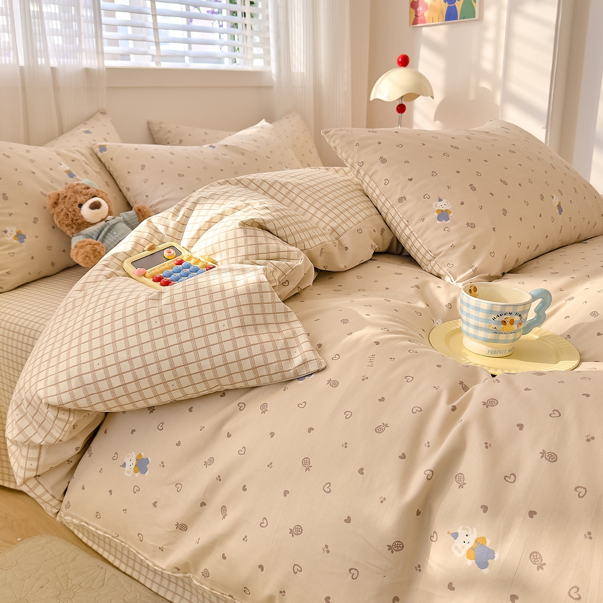 91家纺网 家纺一手货源 找家纺 DoDo 兜兜 2026春夏新款全棉纯棉可爱卡通四件套 跳跳象