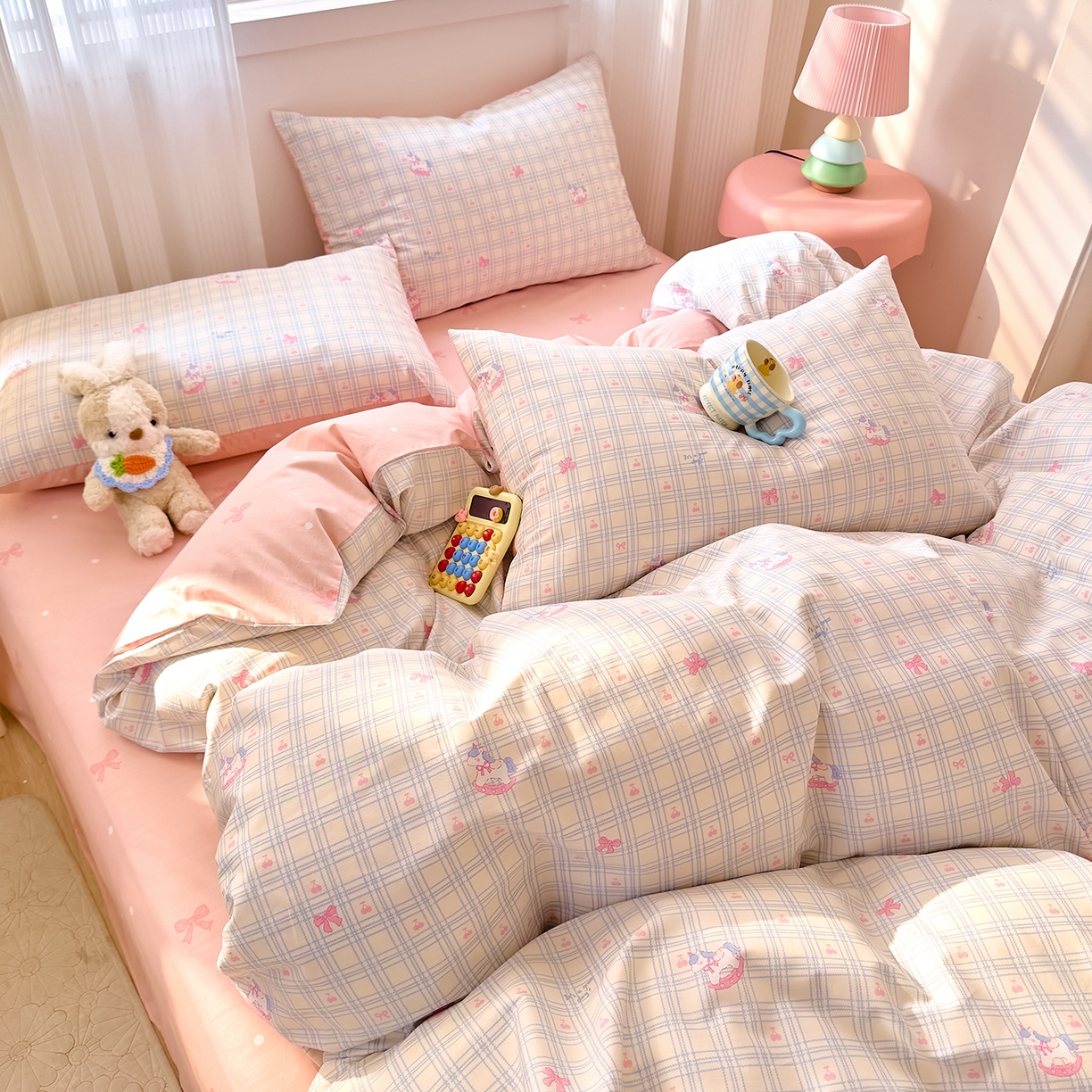 91家纺网 家纺一手货源 找家纺 DoDo 兜兜 2026春夏新款全棉纯棉可爱卡通四件套 小马哒哒