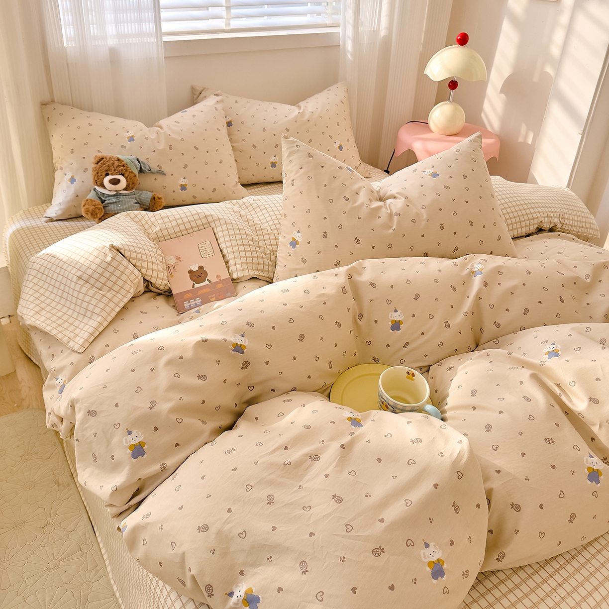 91家纺网 家纺一手货源 找家纺 DoDo 兜兜 2026春夏新款全棉纯棉可爱卡通四件套 跳跳象