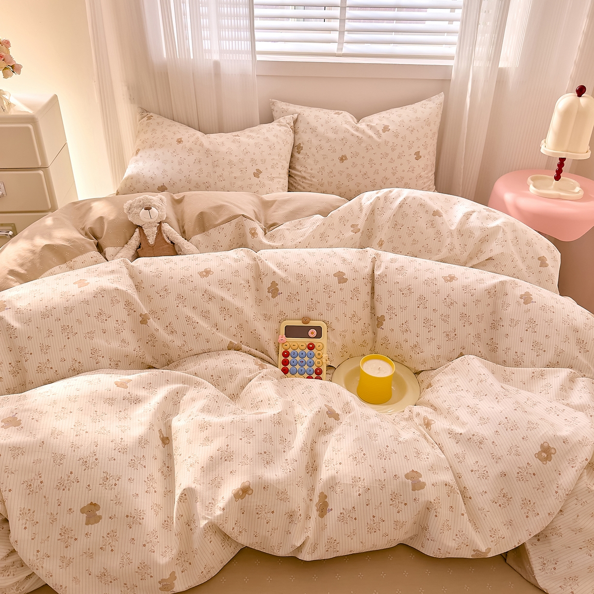 91家纺网 家纺一手货源 找家纺 DoDo 兜兜 2026春夏新款全棉纯棉可爱卡通四件套 森林熊崽崽